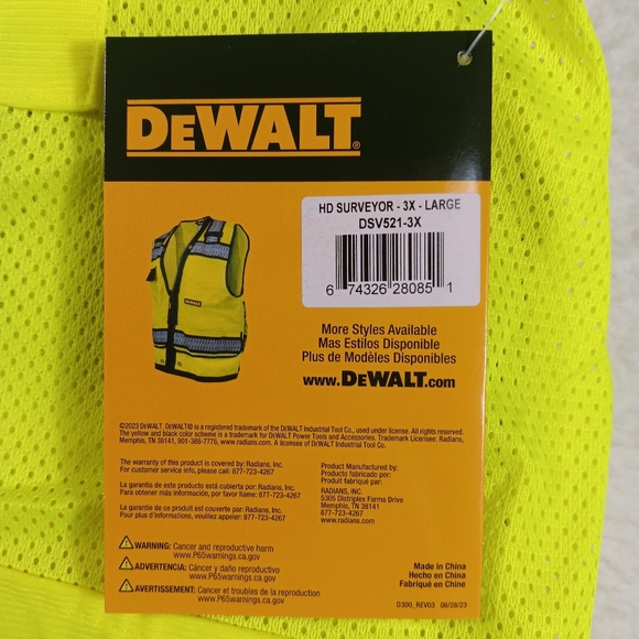 Dewalt Surveyor Vest Mens 3XL High Visibility Heavy Duty Class 2 DSV521 NWT - Picture 2 of 10